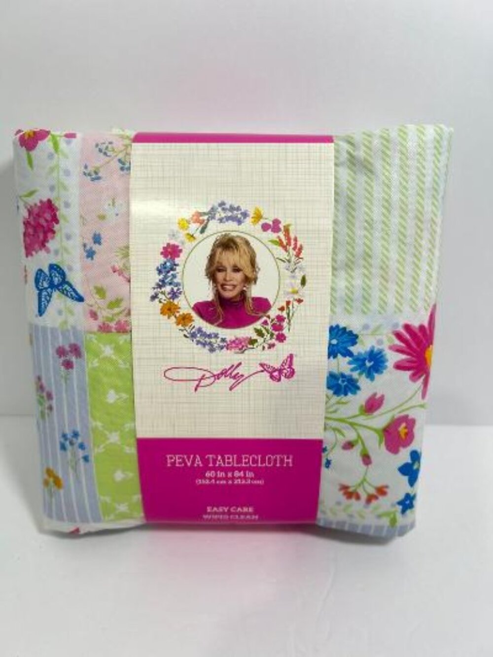 Dolly Parton Bloom Butterflies & Flowers Tablecloth 60 x 84 Peva Polyester